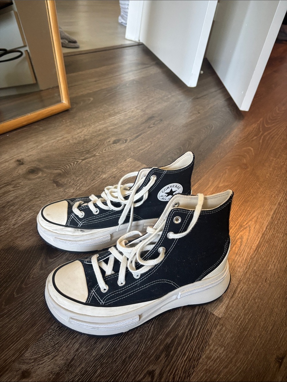 Converse Black & White High-Top Platform Chuck Taylor Sneakers